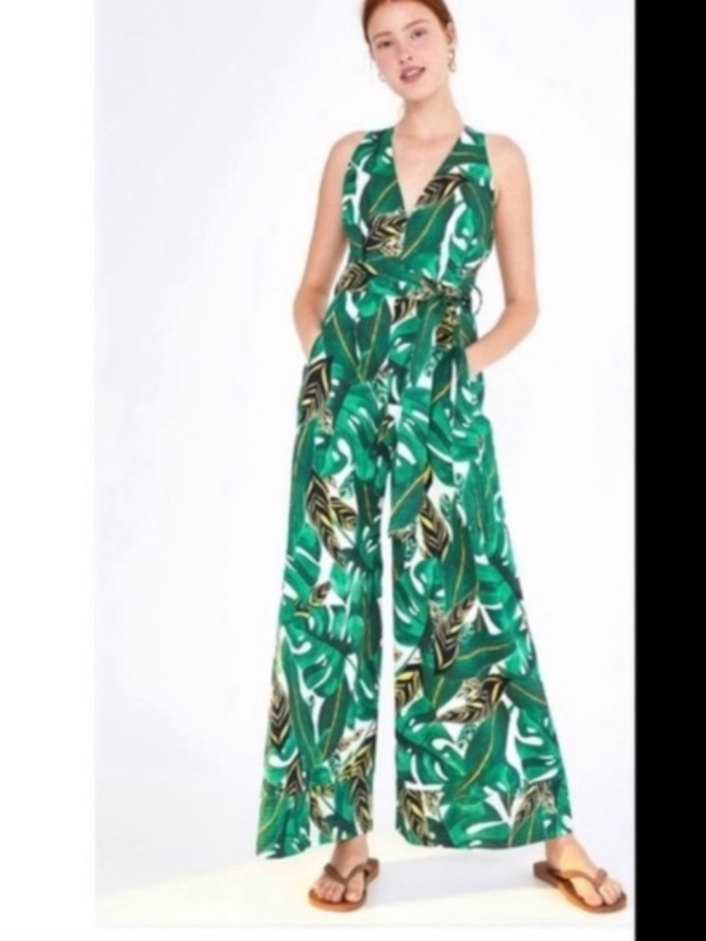 Farm Rio Green Tropical Print jumpsuit size small